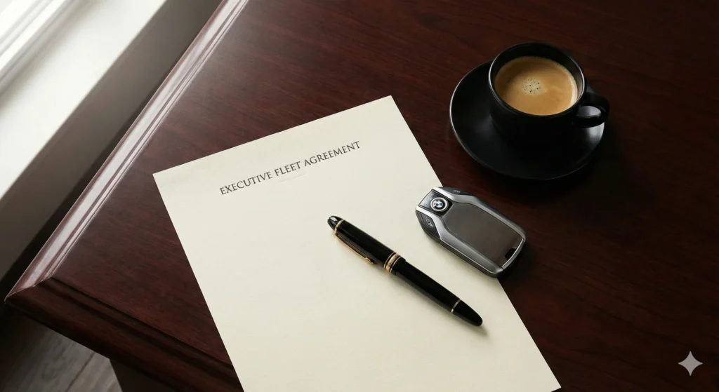 Signing a long term driver contract for corporate fleet management.
