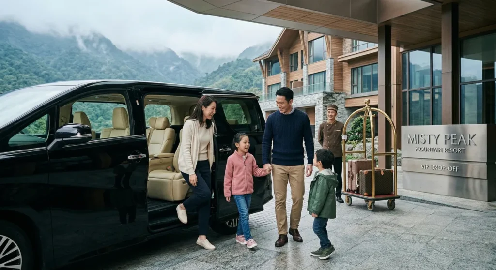 VIP family arrival via private tour Genting Highlands service at Crockfords Hotel.