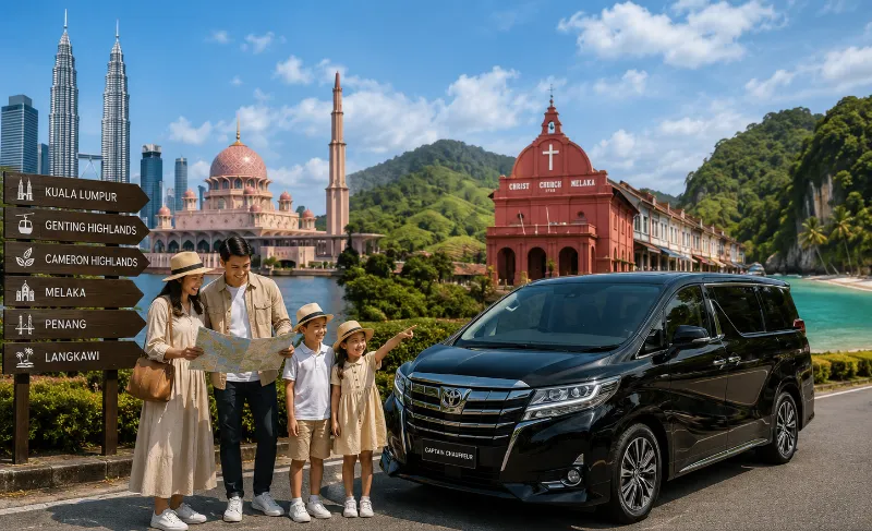 Happy family group enjoying a premium custom private tour Malaysia experience