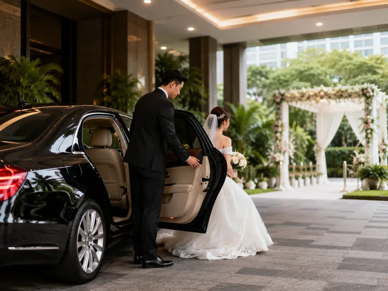 Hotel to Ceremony Wedding Car with Chauffeur